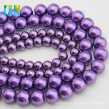 YIWU Pearl Jewelry 12mm Cuentas de perlas de vidrio de imitación Dark Purple